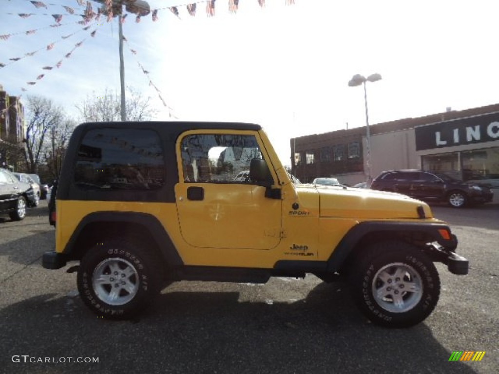 2004 Wrangler Sport 4x4 - Solar Yellow / Dark Slate Gray photo #5