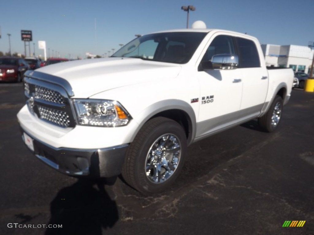 2013 1500 Laramie Crew Cab 4x4 - Bright White / Canyon Brown/Light Frost Beige photo #1