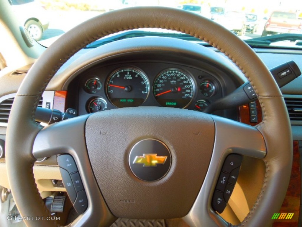 2013 Chevrolet Silverado 1500 LTZ Extended Cab 4x4 Light Cashmere/Dark Cashmere Steering Wheel Photo #73850527