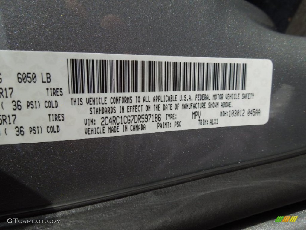 2013 Chrysler Town & Country Touring - L Color Code Photos