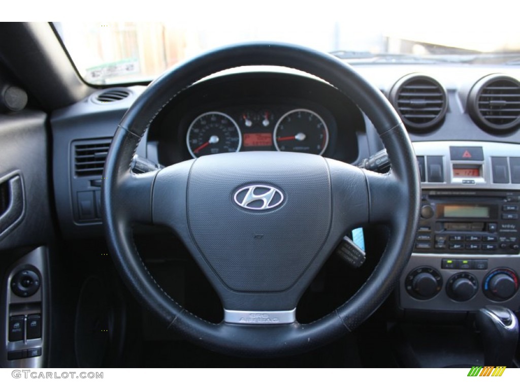 2004 Hyundai Tiburon GT Black Steering Wheel Photo #73860617