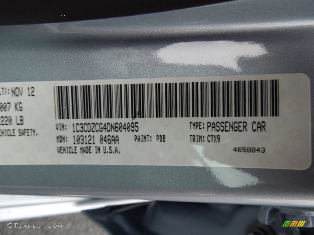 2013 Avenger Color Code PDB for Crystal Blue Pearl Photo #73862682