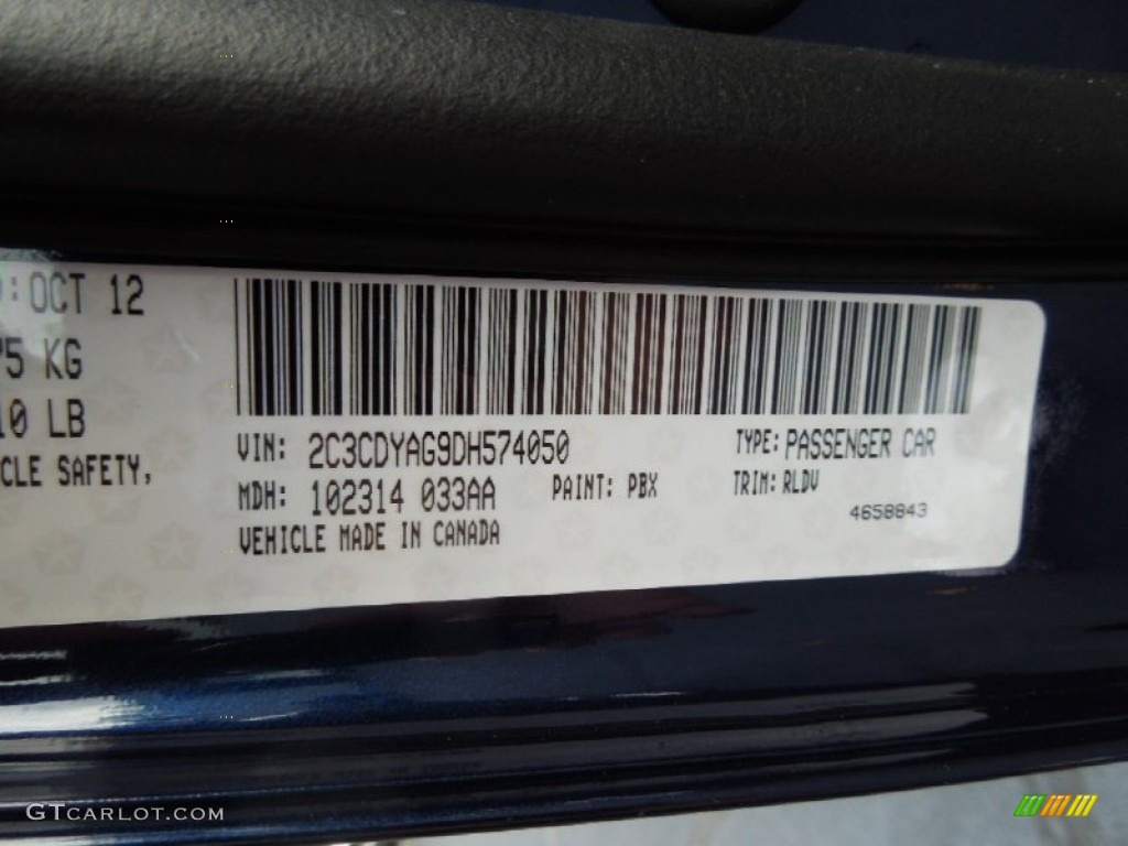 2013 Dodge Challenger SXT Plus Color Code Photos