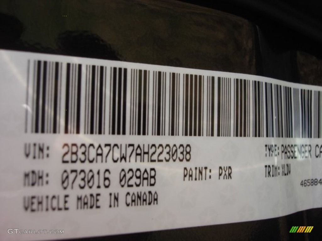 2010 Dodge Charger SRT8 Color Code Photos