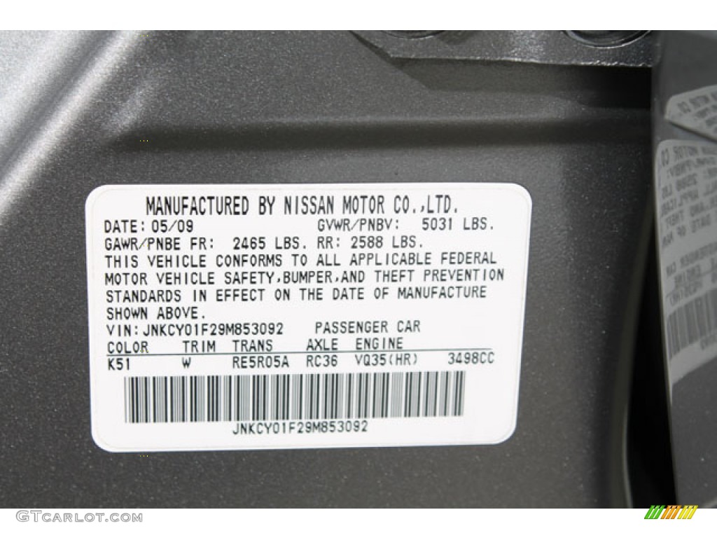 2009 M Color Code K51 for Platinum Graphite Photo #73883573