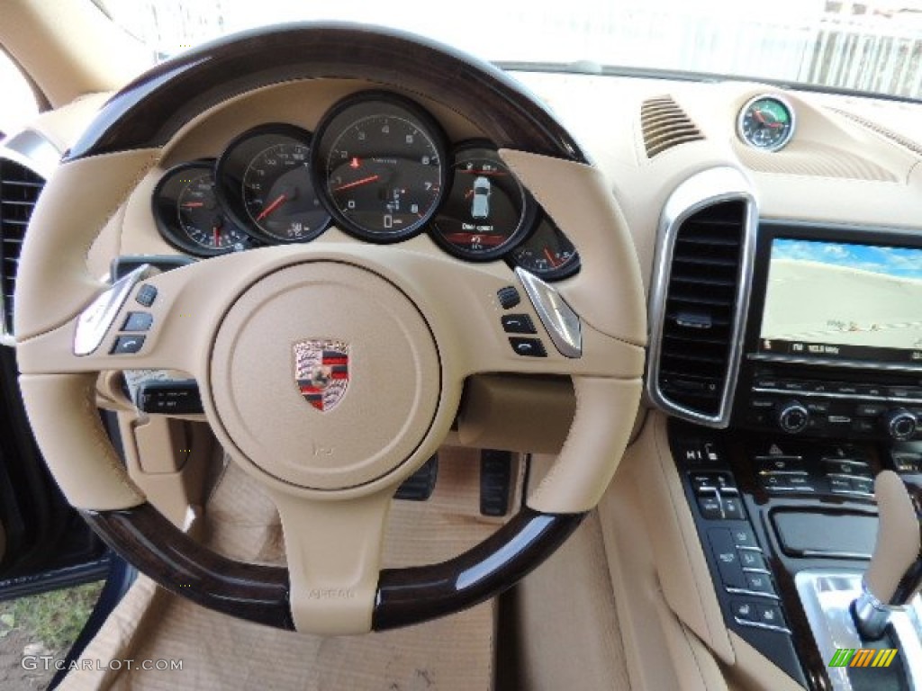 2013 Porsche Cayenne Standard Cayenne Model Luxor Beige Steering Wheel Photo #73886324
