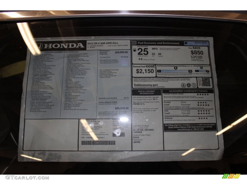 2013 CR-V EX-L AWD - Crystal Black Pearl / Black photo #5