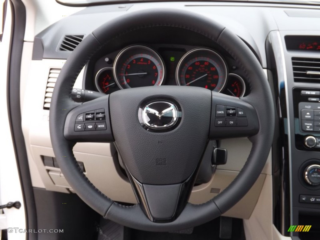 2012 Mazda CX-9 Touring Sand Steering Wheel Photo #73889186