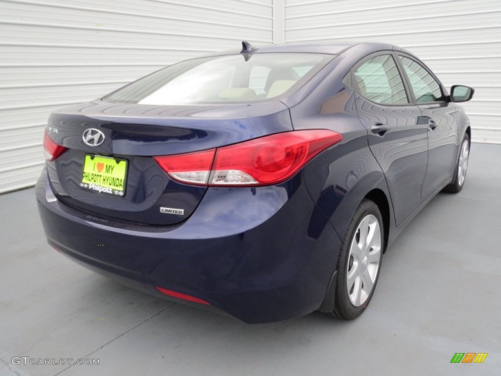 2013 Elantra Limited - Indigo Night / Beige photo #3