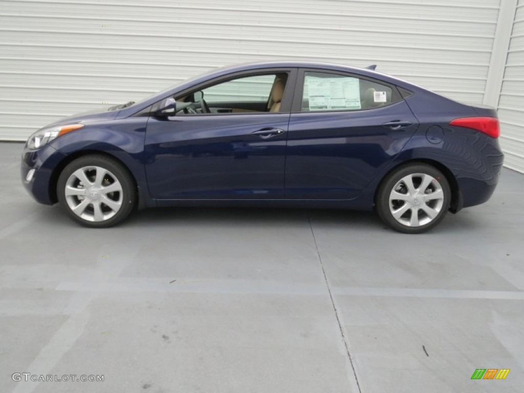 2013 Elantra Limited - Indigo Night / Beige photo #5
