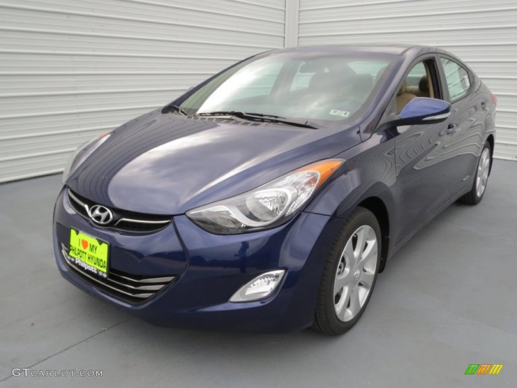 2013 Elantra Limited - Indigo Night / Beige photo #6