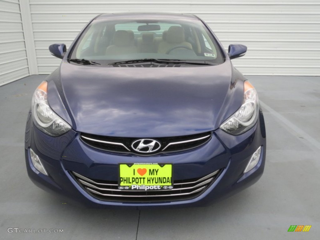 2013 Elantra Limited - Indigo Night / Beige photo #7