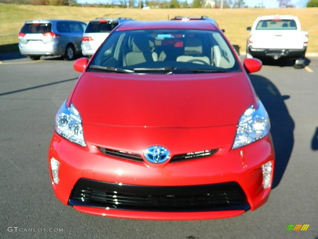 2013 Prius Two Hybrid - Barcelona Red Metallic / Bisque photo #8