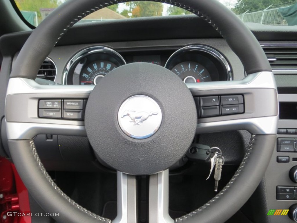 2013 Ford Mustang V6 Premium Convertible Charcoal Black Steering Wheel Photo #73893722