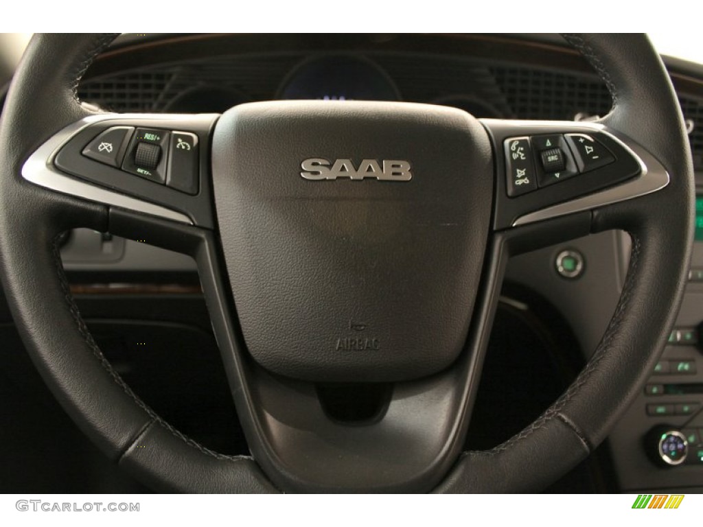 2011 Saab 9-5 Turbo4 Sedan Jet Black Steering Wheel Photo #73895761