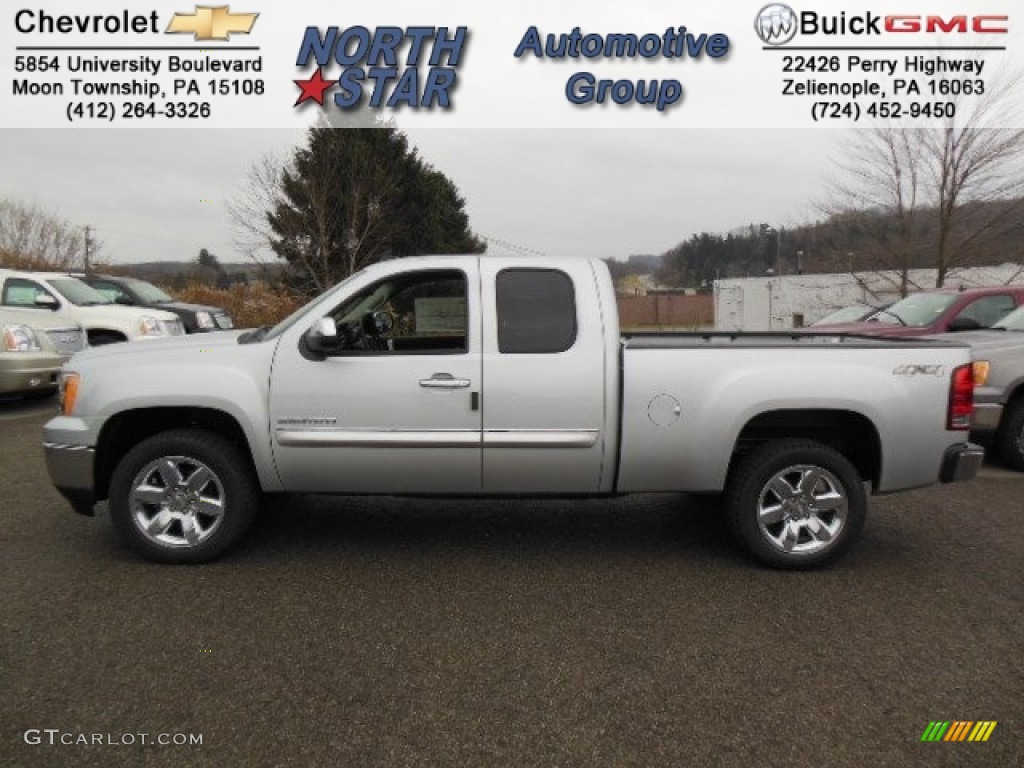 2013 Sierra 1500 SLE Extended Cab 4x4 - Quicksilver Metallic / Ebony photo #1