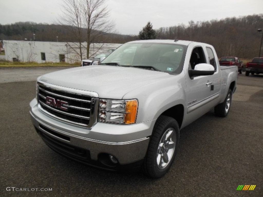 2013 Sierra 1500 SLE Extended Cab 4x4 - Quicksilver Metallic / Ebony photo #2