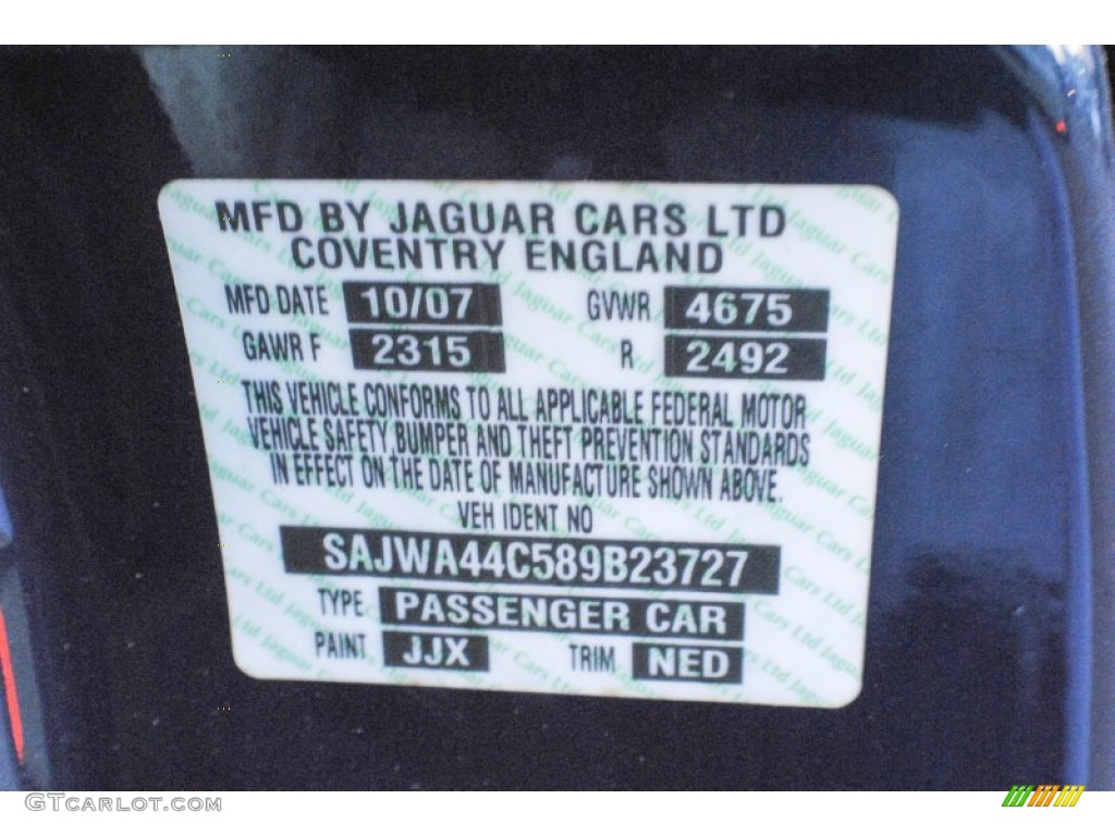 2008 XK Color Code JJX for Indigo Metallic Photo #73897480