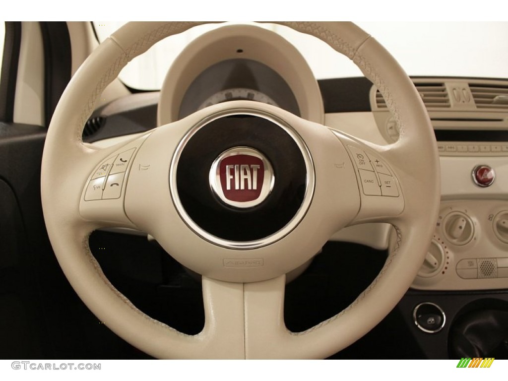 2012 Fiat 500 Pop Tessuto Grigio/Avorio (Grey/Ivory) Steering Wheel Photo #73908209
