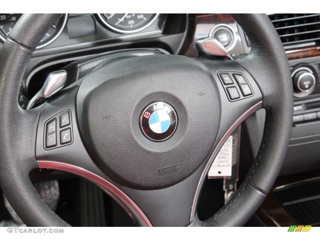 2010 BMW 3 Series 328i Convertible Coral Red/Black Dakota Leather Steering Wheel Photo #73919111