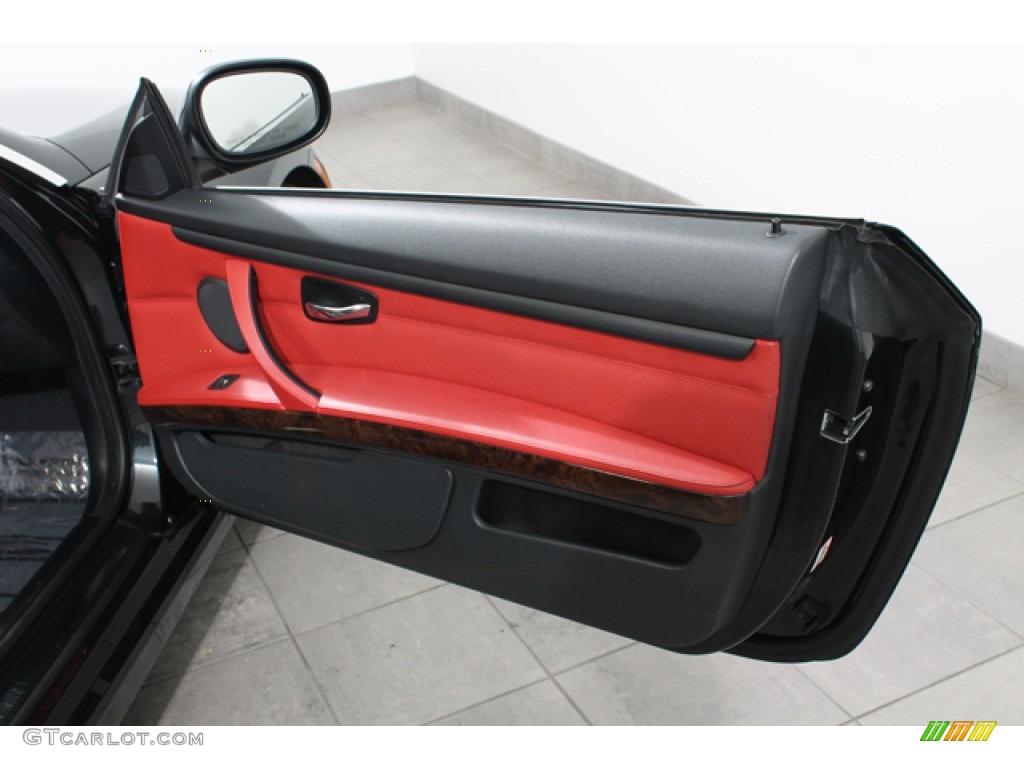 2010 BMW 3 Series 328i Convertible Coral Red/Black Dakota Leather Door Panel Photo #73919201