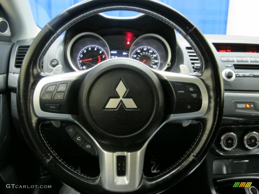 2010 Mitsubishi Lancer Sportback RALLIART AWD Black Steering Wheel Photo #73920692