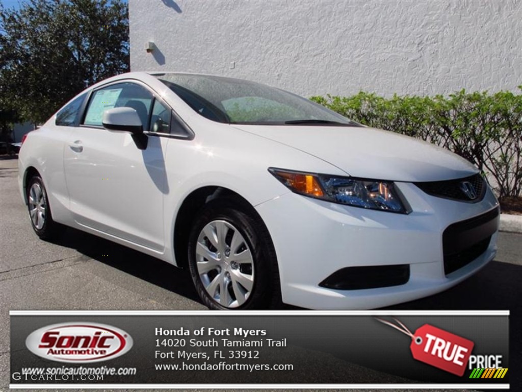 2012 Civic LX Coupe - Taffeta White / Stone photo #1