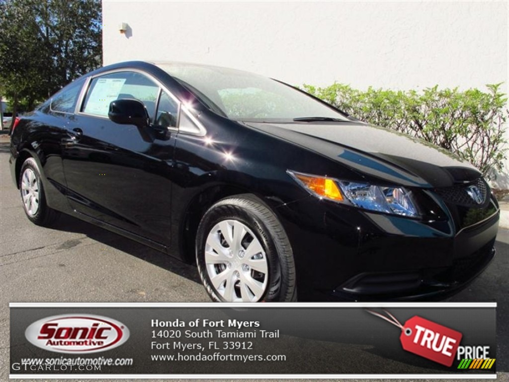 2012 Civic LX Coupe - Crystal Black Pearl / Gray photo #1