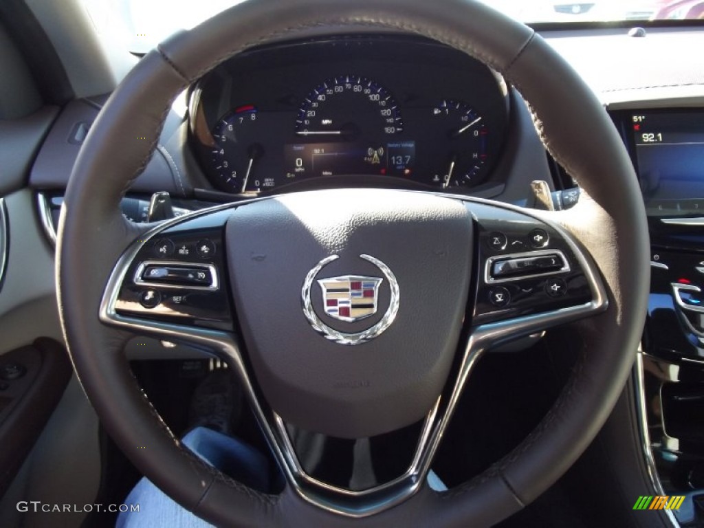 2013 Cadillac ATS 3.6L Premium Light Platinum/Brownstone Accents Steering Wheel Photo #73933731