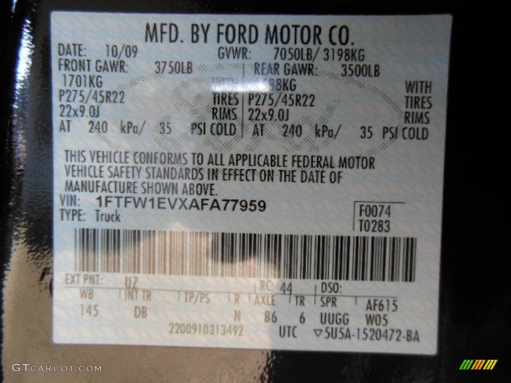 2010 F150 Color Code UZ for Lava Red Metallic Photo #73935790