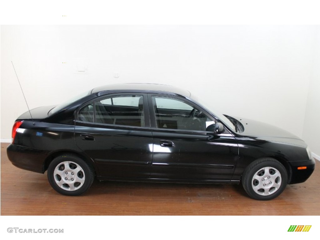 2003 Elantra GLS Sedan - Black Obsidian / Gray photo #5