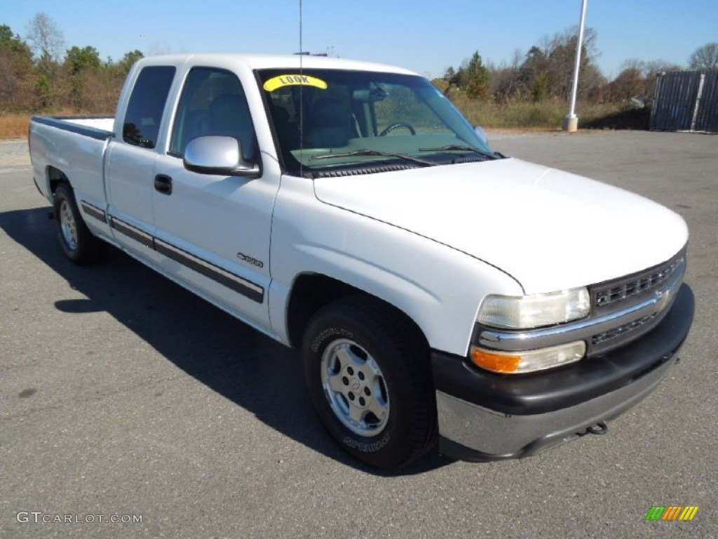 1999 Silverado 1500 LS Extended Cab - Summit White / Medium Oak photo #2