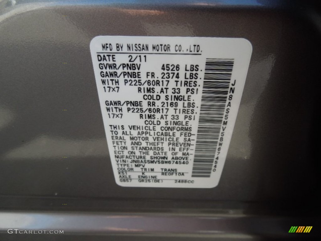 2011 Rogue SV AWD - Frosted Steel Metallic / Gray photo #6