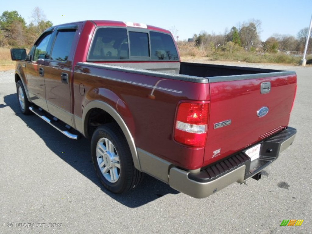 2004 F150 Lariat SuperCrew - Dark Toreador Red Metallic / Tan photo #4