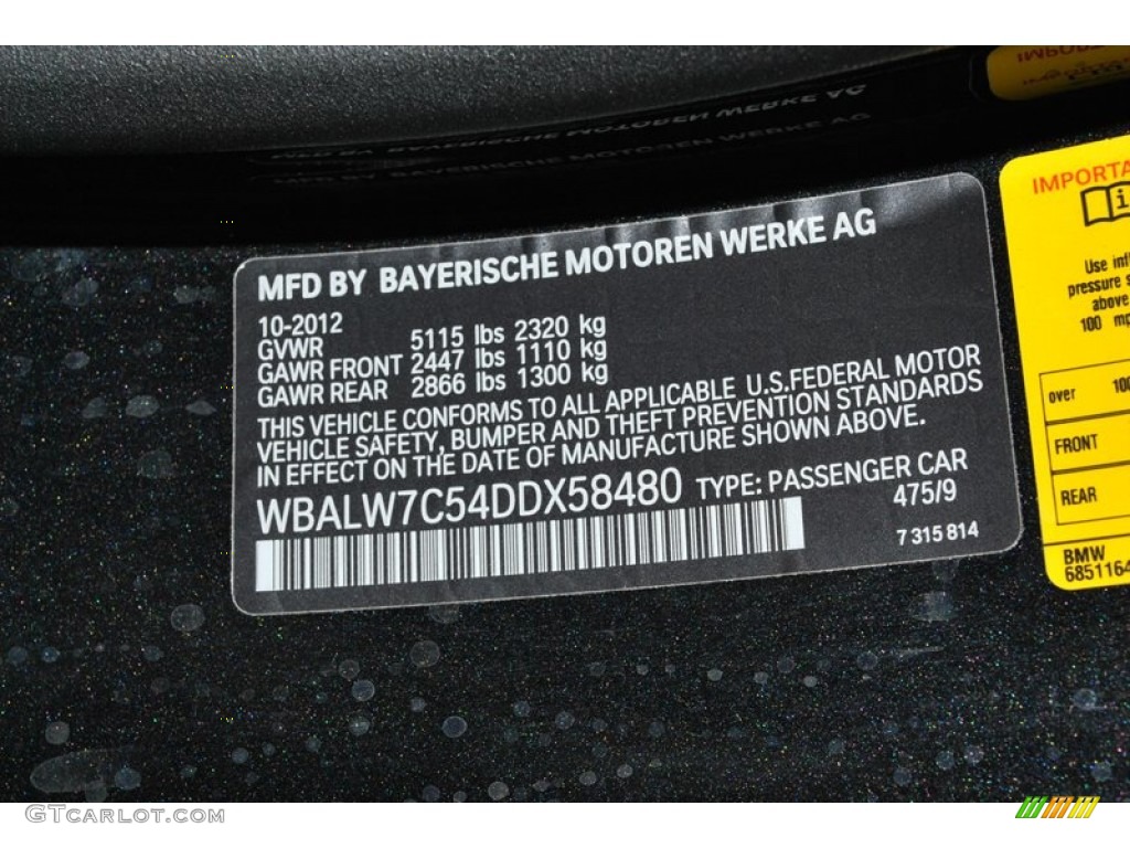 2013 6 Series Color Code 475 for Black Sapphire Metallic Photo #73940147