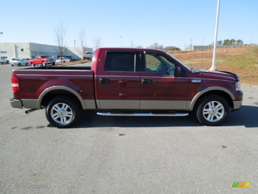 2004 F150 Lariat SuperCrew - Dark Toreador Red Metallic / Tan photo #6