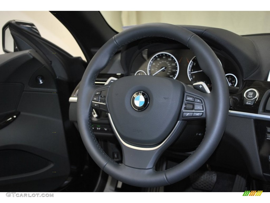 2013 BMW 6 Series 640i Convertible Black Steering Wheel Photo #73940455