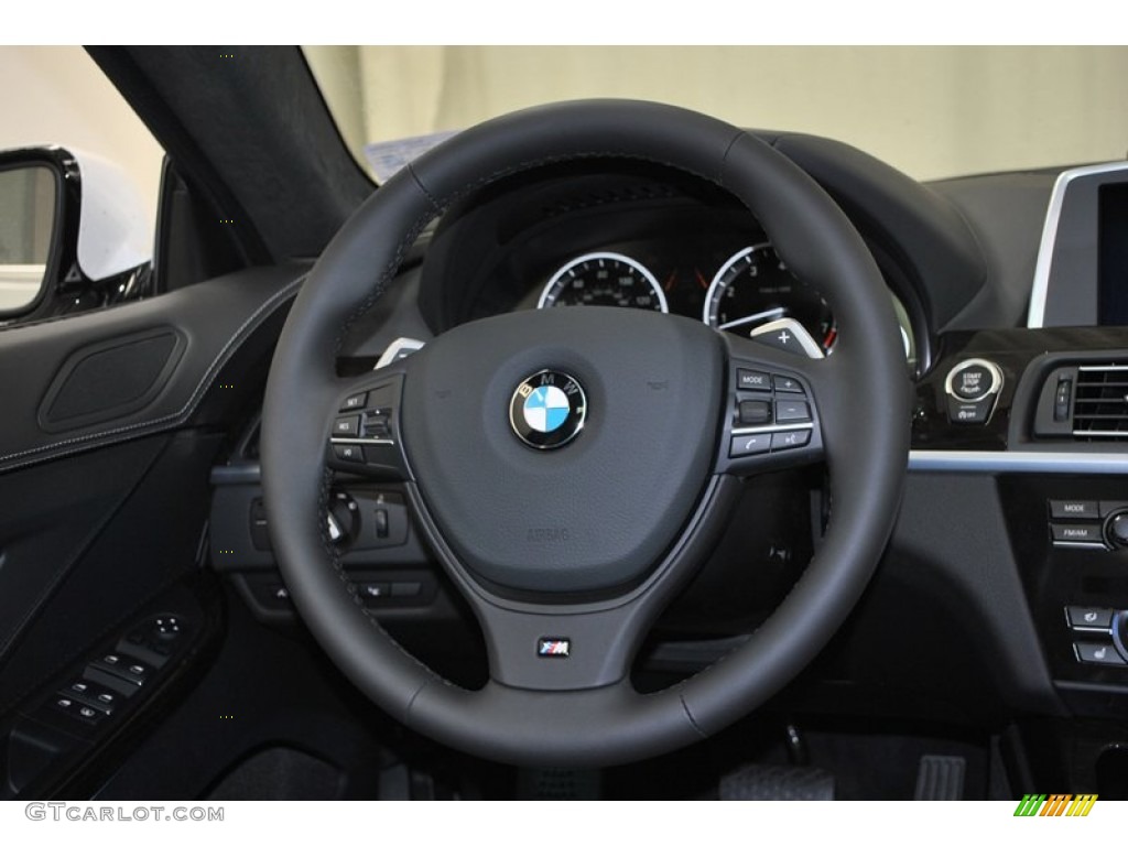 2013 BMW 6 Series 650i Gran Coupe Black Steering Wheel Photo #73941040