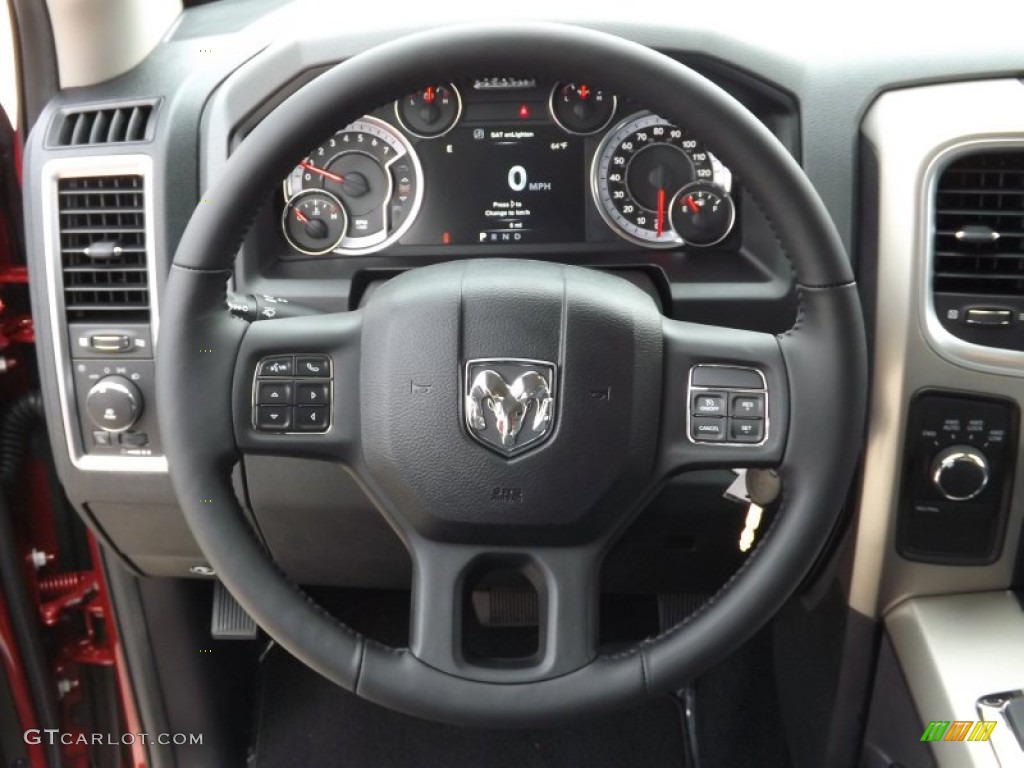 2013 Ram 1500 Lone Star Crew Cab 4x4 Black/Diesel Gray Steering Wheel Photo #73947529