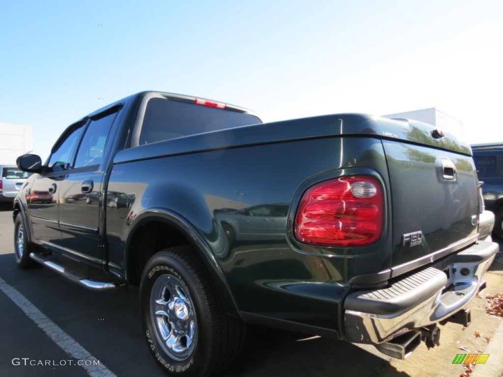 2001 F150 Lariat SuperCrew - Amazon Green Metallic / Medium Parchment photo #2