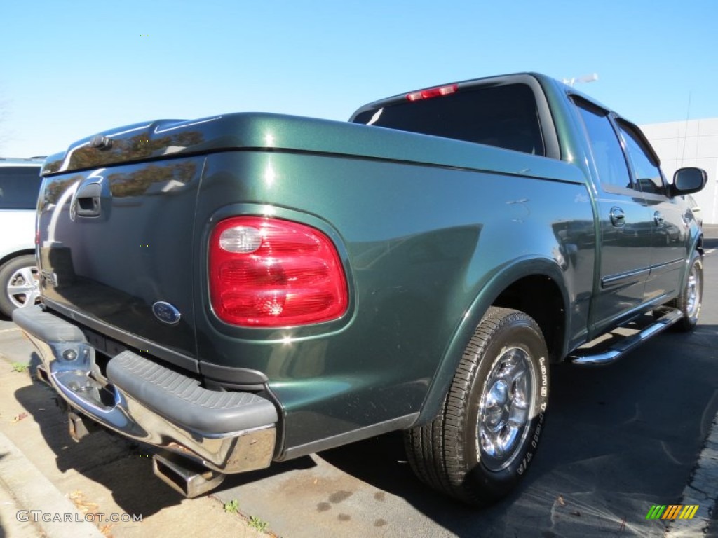 2001 F150 Lariat SuperCrew - Amazon Green Metallic / Medium Parchment photo #3