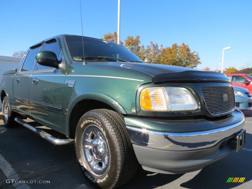 2001 F150 Lariat SuperCrew - Amazon Green Metallic / Medium Parchment photo #4