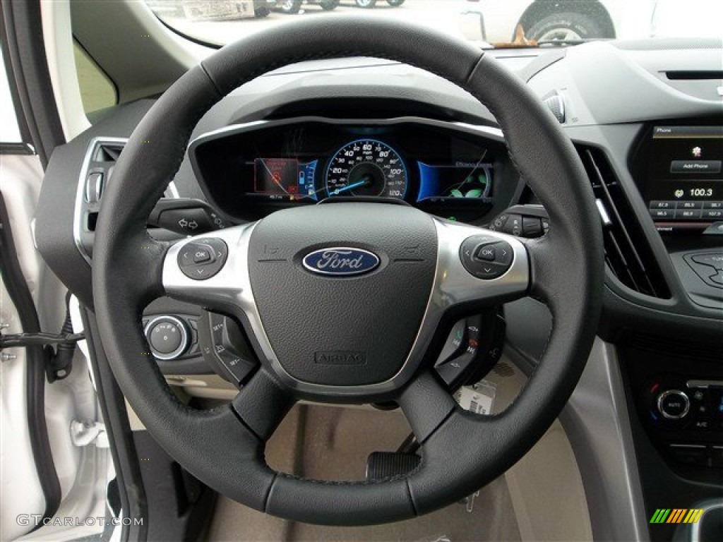 2013 Ford C-Max Hybrid SE Medium Light Stone Steering Wheel Photo #73950185