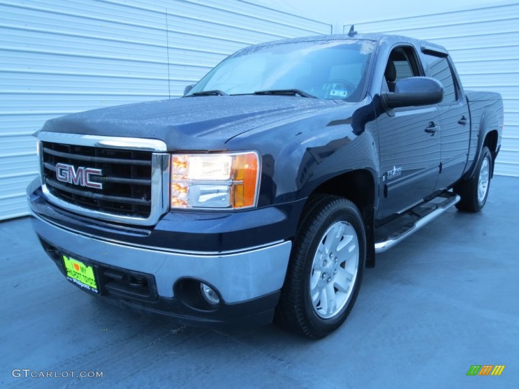 2008 Sierra 1500 SLE Crew Cab - Midnight Blue Metallic / Ebony photo #6