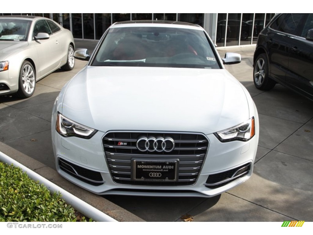 2013 S5 3.0 TFSI quattro Coupe - Glacier White Metallic / Black/Magma Red photo #2