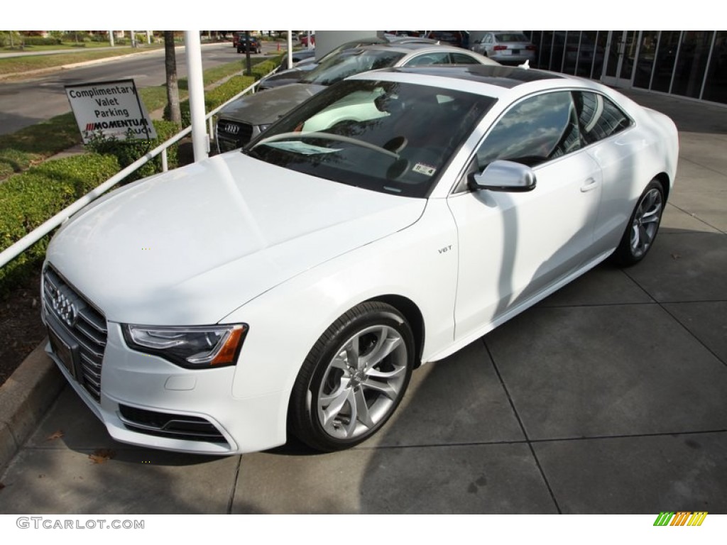 2013 S5 3.0 TFSI quattro Coupe - Glacier White Metallic / Black/Magma Red photo #3