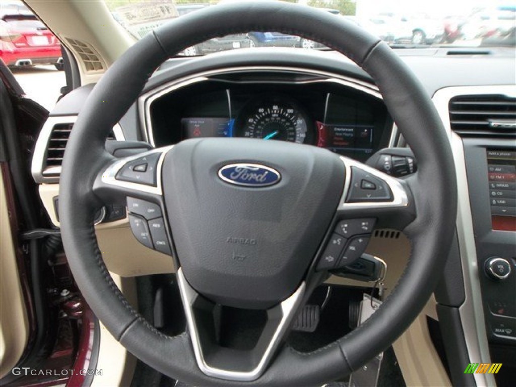 2013 Ford Fusion SE 1.6 EcoBoost Dune Steering Wheel Photo #73954639