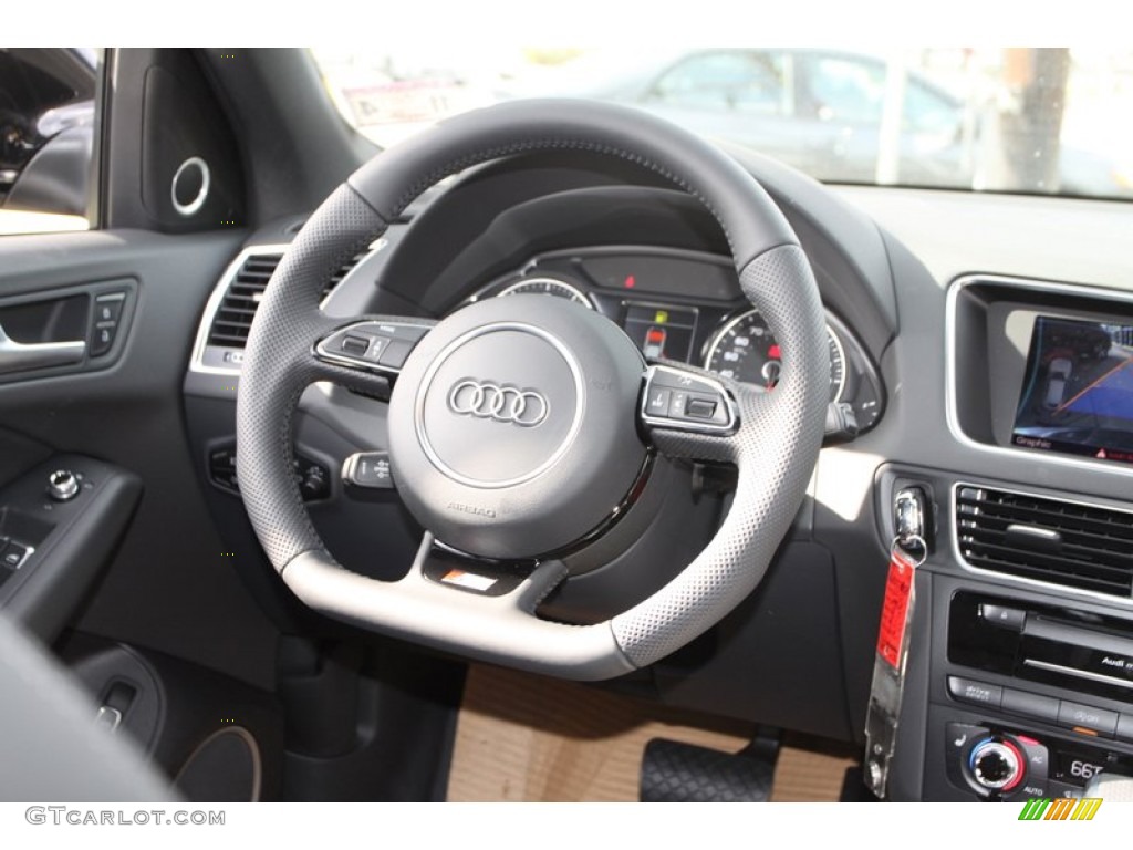 2013 Audi Q5 3.0 TFSI quattro Black Steering Wheel Photo #73955255