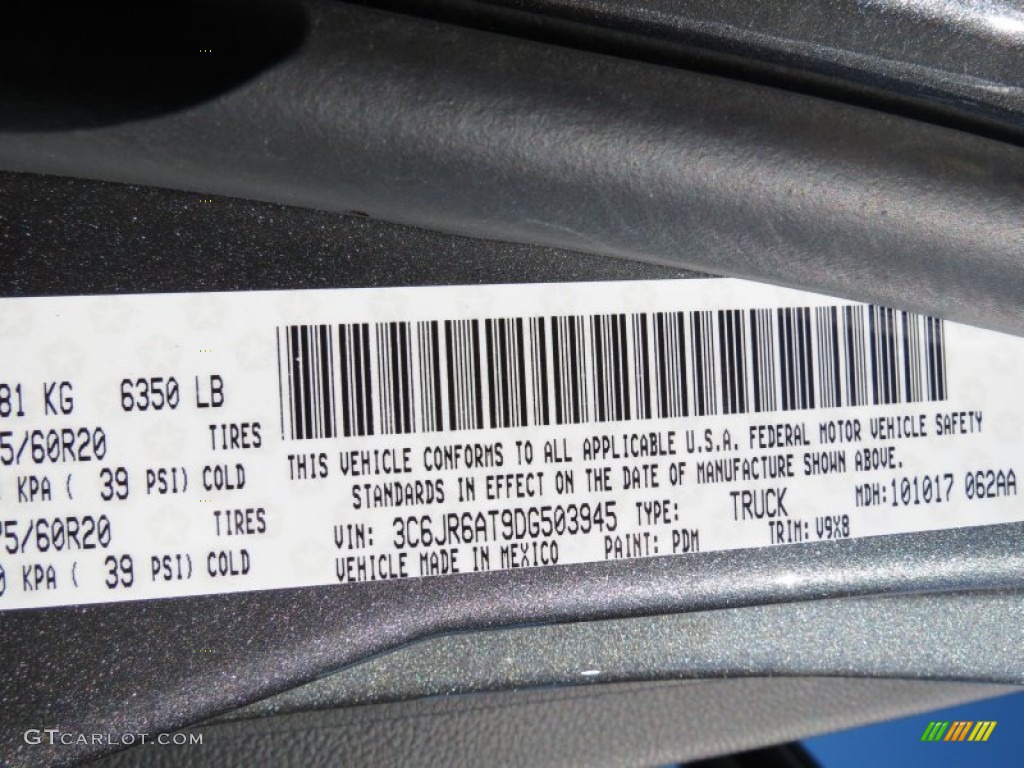 2013 1500 Color Code PDM for Mineral Gray Metallic Photo #73955324