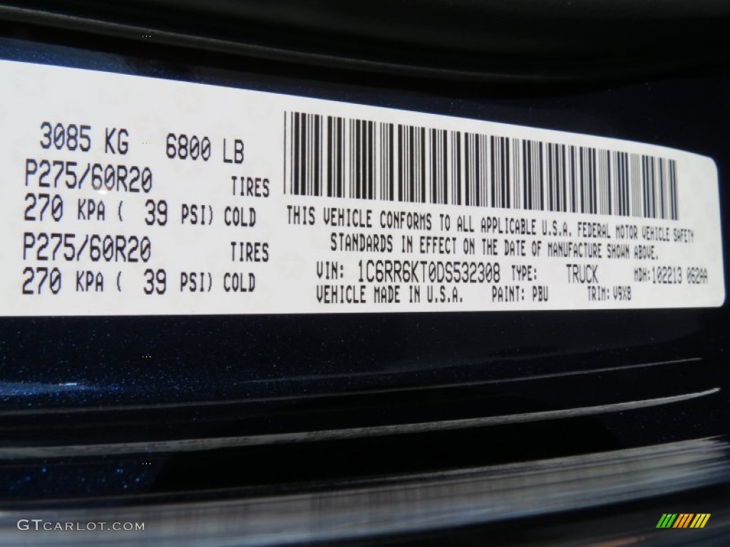 2013 1500 Color Code PBU for True Blue Pearl Photo #73955552
